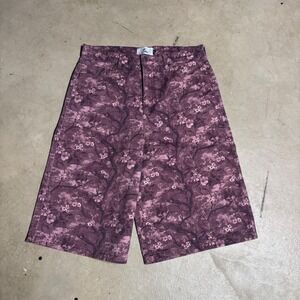 Scuffers Purple Floral Denim Shorts Mens Star Applique Streetwear Wide Leg